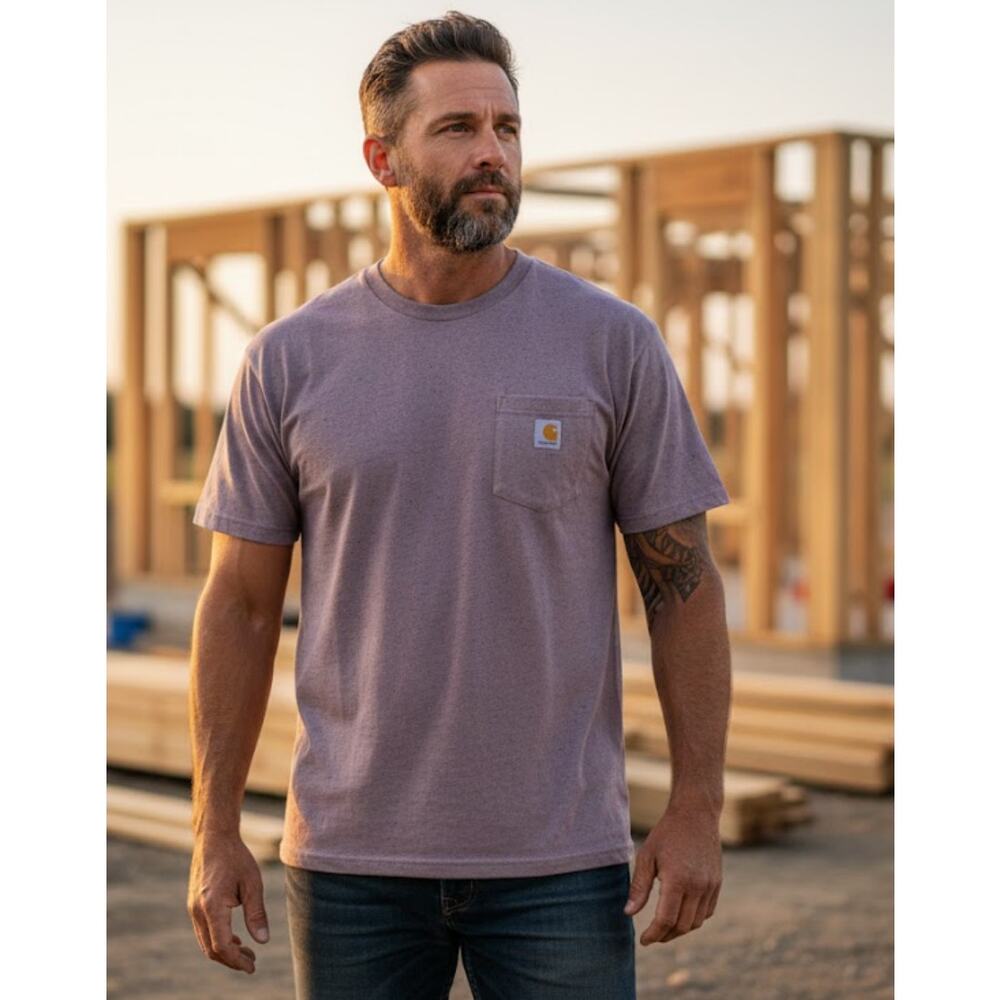 Carhartt Heavyweight Loose Fit Purple Speckled Short Sleeve Pocket Tee Large